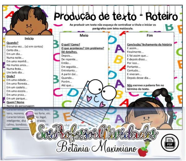 Roteiro para Produção de Texto - Loja SOS Professor Atividades