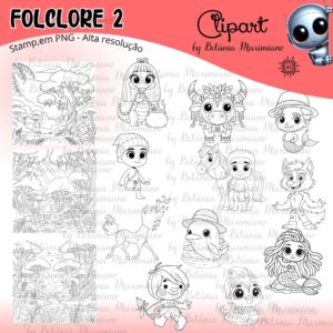 Folclore 2 – Clipart para colorir