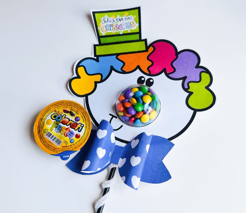 Lembrancinha Dia das Criancas Palhacinho Coloreti