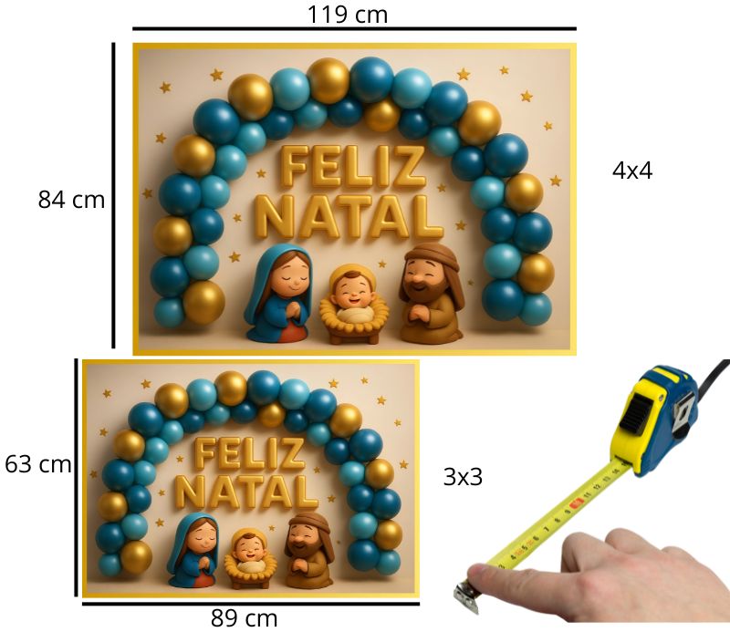 Cartaz Natal Presépio e Balões 3D