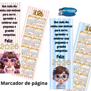 Marcador de Página com Calendário 2026