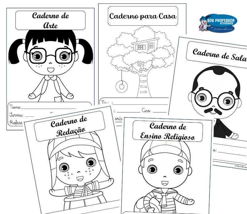 Capas de Caderno para Colorir – Turma do Chaves
