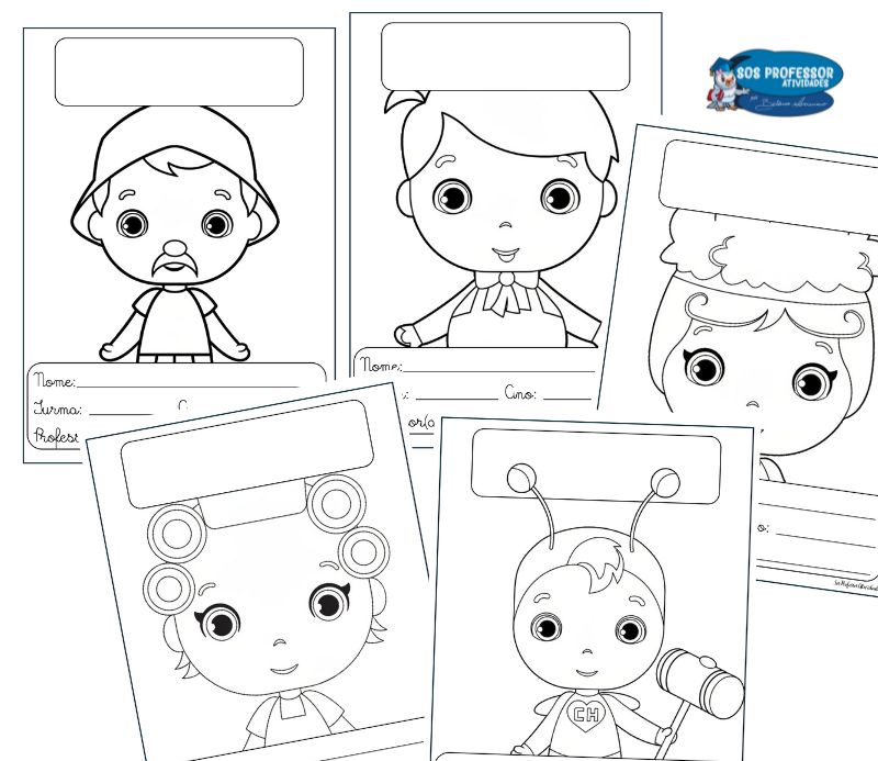 Capas de Caderno para Colorir – Turma do Chaves