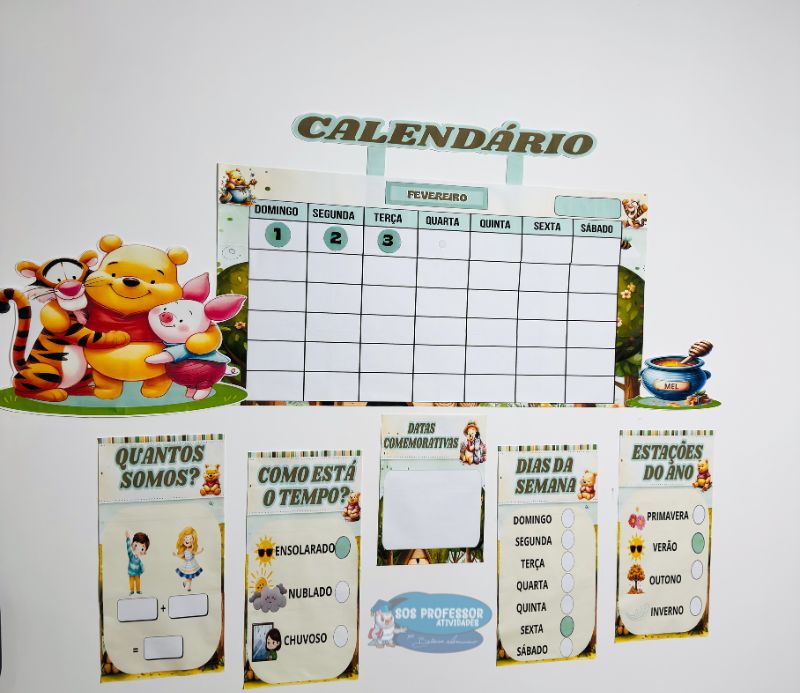 Kit Calendário Ursinho Pooh