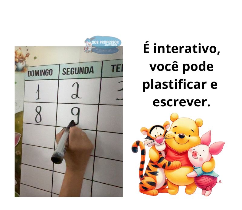 Kit Calendário Ursinho Pooh