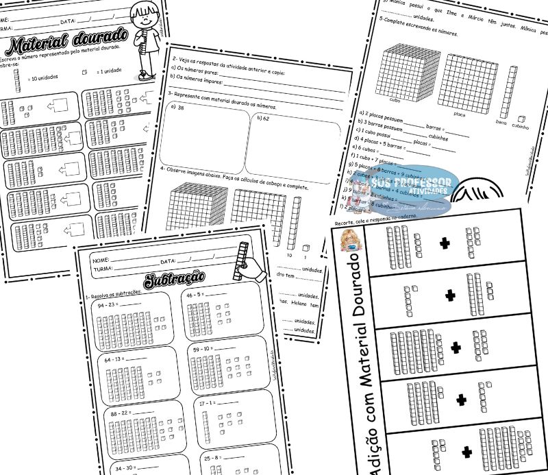Sistema de Numeração Decimal com Material Dourado e Fichas Escalonadas