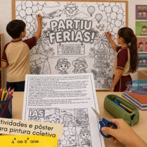 Kit Férias Escolares Pôster e Atividades